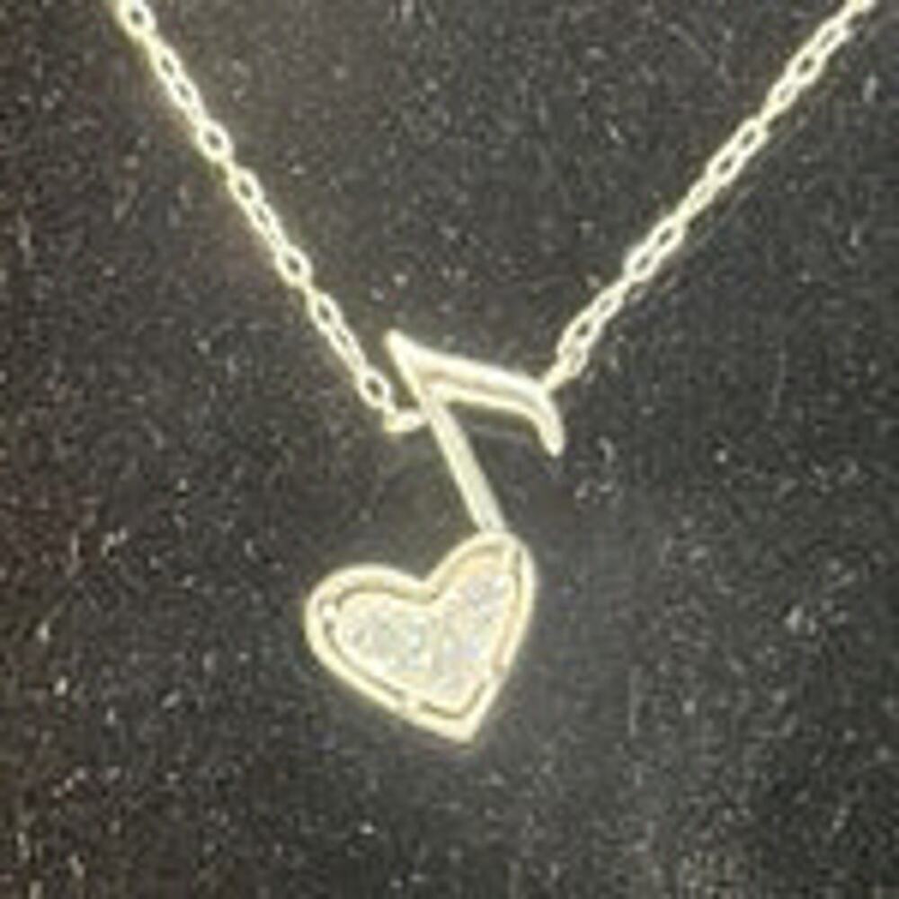 Dolly Parton x Kendra Scott Ari Heart Music Note Necklace Silver Drusy NWT